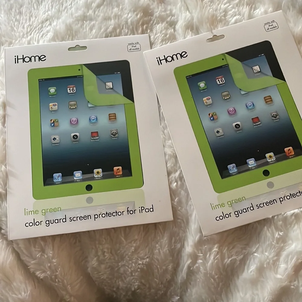 Two Lime Green Screen Protectors for iPad